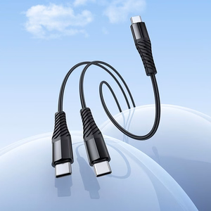 Кабель 2-в-1 USB C to USB C+C Hoco 1 м X123 чёрный