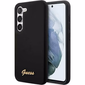 Guess GUHCS23SSLSMK S23 S911 чёрный/чёрный жёсткий чехол Silicone Vintage с золотым логотипом