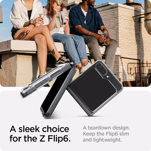 Spigen AirSkin dėklas, skirtas Samsung Galaxy Z Flip6 / Z Flip7 FE, visiškai skaidrus