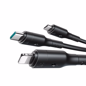 USB Laidas Joyroom S-A61 USB-C į USB-C/Lightning/MicroUSB 3.5A 1.2m juodas