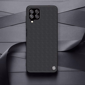 Nillkin Textured Case patvarus sustiprintas dėklas su geliniu rėmu ir nailono nugarėle Samsung Galaxy A22 4G juodas