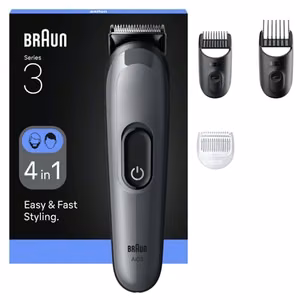 Braun All-in-One Series 3 AIO3500 – аккумуляторный набор для ухода 4-в-1, 14 установок длины, чёрный