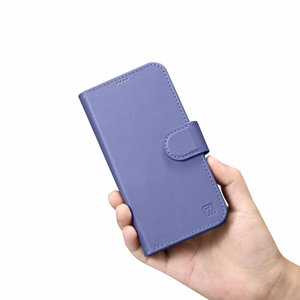 iCarer Piniginės dėklas 2in1 viršelis iPhone 14 Plus Anti-RFID odinis atverčiamas dėklas šviesiai violetinis (WMI14220727-LP)