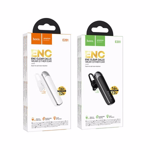 Hoco E201 belaidė monofoninė ausinė su mikrofonu, ENC, Bluetooth 6.0, 130 mAh, juoda