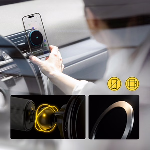 Belaidis automobilinis įkroviklis+laikiklis Wozinsky (WCT5-6S2Y) magnetinis (MagSafe 15W) ventiliacijos grotelėms juodas