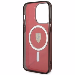 Ferrari FEHMP14XURKR iPhone 14 Pro Max 6.7" raudonas kietas dėklas telefonui pusiau permatomas magnetinis (MagSafe)