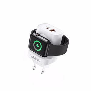 Phone charger VEGER USB A + Typ C + wireless charger compatible with Apple Watch PD QC3.0 3A 25W W002E white