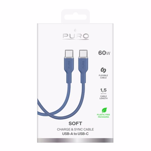 Кабель Puro ICON USB-C — USB-C 1.5м синий