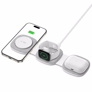 Tech-Protect QI15W-A32 3 в 1 индуктивное зарядное устройство с MagSafe для смартфона Apple Watch AirPods - серый