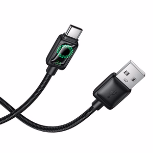 Кабель с LCD USB A на USB C Hoco 3A 1,2 м U146 черный