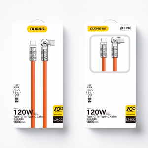 USB кабель Dudao "L24CC" (угол 180°) оранжевый Type-C Type-C 100см (до 120W)