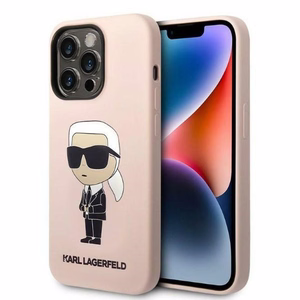 Karl Lagerfeld KLHCP14LSNIKBCP iPhone 14 Pro 6.1" kietasis dėklas rožinis/rožinis Silikoninis Ikonik