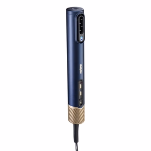 BaByliss AS6550E – 1500 W joninis karšto oro plaukų formavimo šepetys, 3 temperatūros lygiai, mėlynas / aukso spalvos