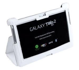 Natūralios odos dėklas Samsung Galaxy Tab P5100, baltas