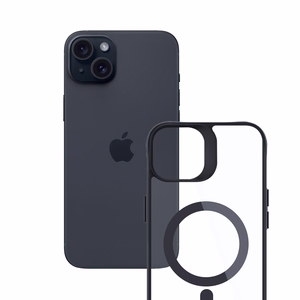 Чехол 3mk Satin Armor MagCase с MagSafe для iPhone 15 - прозрачный с чёрной рамкой