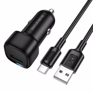 Borofone BZ34 Cloud car charger USB QC 3.0 18W with USB to Type-C cable black
