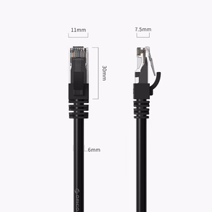 Orico PUG-C6 CAT6 1000Mbps RJ45 Ethernet tinklo kabelis LAN apvalus 40m - juoda