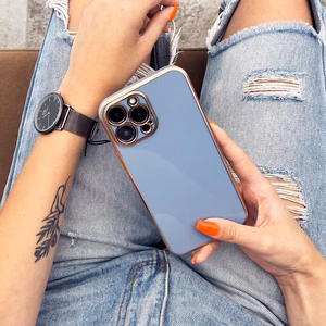 Lighting Color dėklas telefonui Samsung Galaxy A12 5G auksinis rėmelis gelinė apsauga balta
