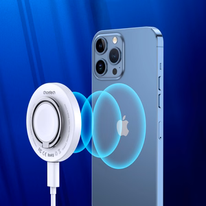 Belaidis įkroviklis CHOETECH, 15W,  2in1, magnetinis, baltas su žiedu
