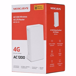 Mercusys MB130-4G belaidis maršrutizatorius Eternetas Dviguba juosta (2,4 GHz / 5 GHz) Balta