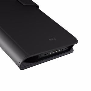 Puro Wallet Magnetinis nuimamas 2in1 PU odinis dėklas su atvartu ir pinigine telefonui iPhone 16 Pro - juodas