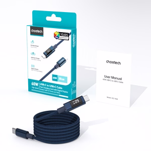 Choetech XCC-1068 PD 60W USB-C — USB-C кабель с дисплеем 1.2 m — синий