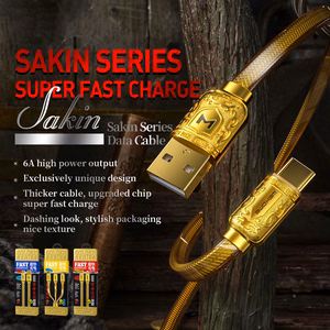 Кабель USB WK Design "Golden Series" золотой Type-C 100 см (до 6A)