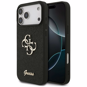 Guess PU Fixed Glitter 4G Metal Logo case for Apple iPhone 18 Pro Max, Black