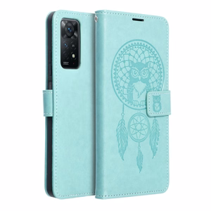 MEZZO knygos tipo dėklas telefonui XIAOMI Redmi Note 11 / 11S su svajonių gaudyklės raštu, žalias
