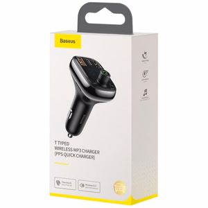 Car charger + FM transmiter BASEUS (S-13) (2xUSB;1xUSB-C) black