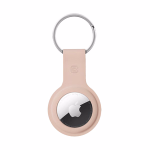 Чехол Crong Silicone для Apple AirTag 1 / 2, с кольцом для ключей, песочно-розовый
