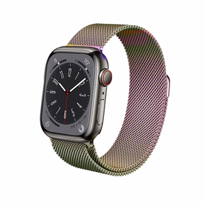 Crong Milano Steel nerūdijančiojo plieno dirželis, skirtas Apple Watch 38 / 40 / 41 / 42 mm, vaivorykštinis