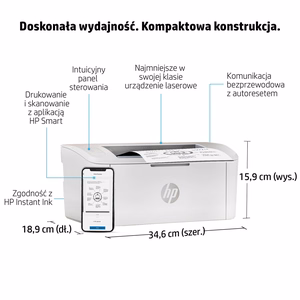 HP LaserJet M110w spausdintuvas, nespalvotas, skirtas mažam biurui, spausdinimas, kompaktiškas