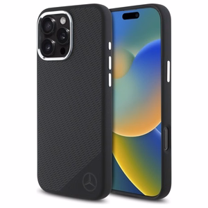 Mercedes silikoninis toninis logotipas medžio raštas Magnetinis dėklas telefonui iPhone 16 Pro Max - juodas