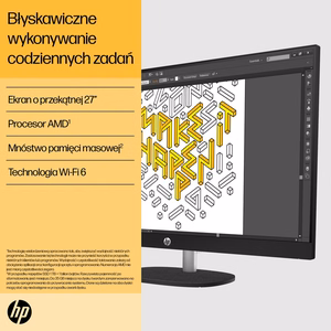 HP 27-cr0204nw AMD Ryzen™ 7 7730U 68,6 cm (27") 1920 × 1080 px All-in-One kompiuteris 16 GB DDR4-SDRAM 512 GB SSD Free DOS Wi-Fi 6 (802.11ax) Baltas