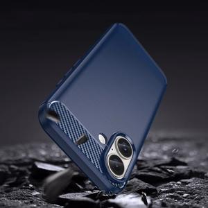 Carbon dėklas telefonui iPhone 16 Plus - mėlynas