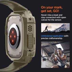 Spigen Rugged Armor Pro - Strap with case for Apple Watch Ultra 49 mm (Vintage Khaki)