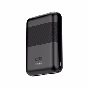 Ksix Powebank Mini 10000mAh 10W+cable USB-A USB-C, juodos spalvos