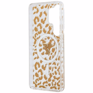 Guess чехол IML Leopard Print Triangle MagSafe для Samsung Galaxy S26 Ultra коричневый