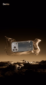 "Benks" magnetinis šarvas Air Armor Grid Kevlar korpusas su metaliniu rėmeliu 600D (0069), skirtas Iphone 17 Pro orange