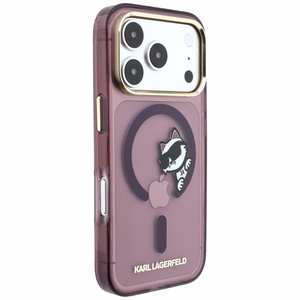 Karl Lagerfeld Peekaboo Logo dėklas, skirtas iPhone 18 Pro Max / 17 Pro Max, suderinamas su MagSafe – bordo spalvos