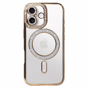 Bling Magsafe auksinis dėklas telefonui iPhone 17