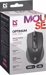 Defender Optimum MB-270 kompiuterio pelė Biuras Dešinės rankos USB A tipo Optinis 1000 DPI