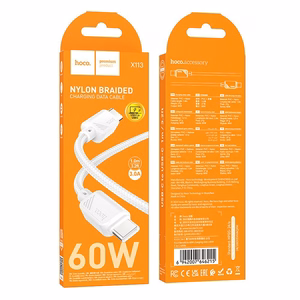 Кабель USB C to USB C Hoco 3A 60W 1 m X113 белый