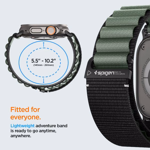 Strap Spigen WBF1 Strap for Apple Watch 44 / 45 / 46 / 49 mm - Black and Green