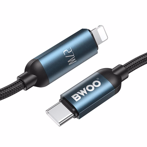 BWOO usb-c Lightning кабель 1m 27W с LED дисплеем, плетеный, черный