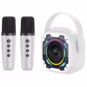 Blavec nešiojamas Bluetooth garsiakalbis WS-08 Karaoke Idol – 8W su 2 mikrofonais (WS08-2MW) baltas