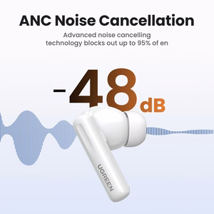 Ugreen HiTune T6 Беспроводные наушники с ANC + кабель USB-A — USB-C — белый