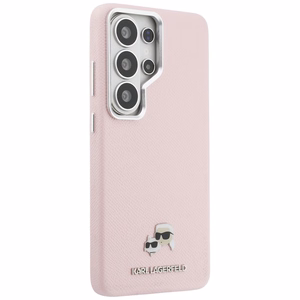 Karl Lagerfeld Saffiano KC Metal Logo MagSafe чехол Samsung Galaxy S26 Ultra - розовый