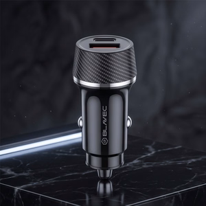 Blavec Car charger BS-03B-C Carbon - USB + Typ C -  QC 3.0 18W PD 30W z kablem Typ C na Typ C (CCBS03BC-UCB) czarna